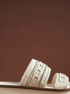 Kelsi Dagger Cream Leather Slide Sandals